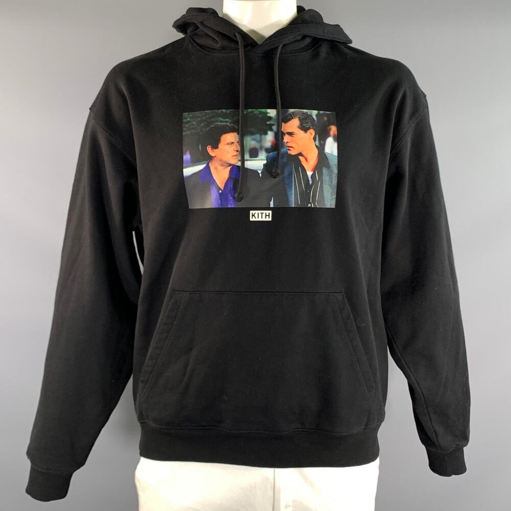 KITH Size L Black Graphic Cotton Hooded Sweatshirt
